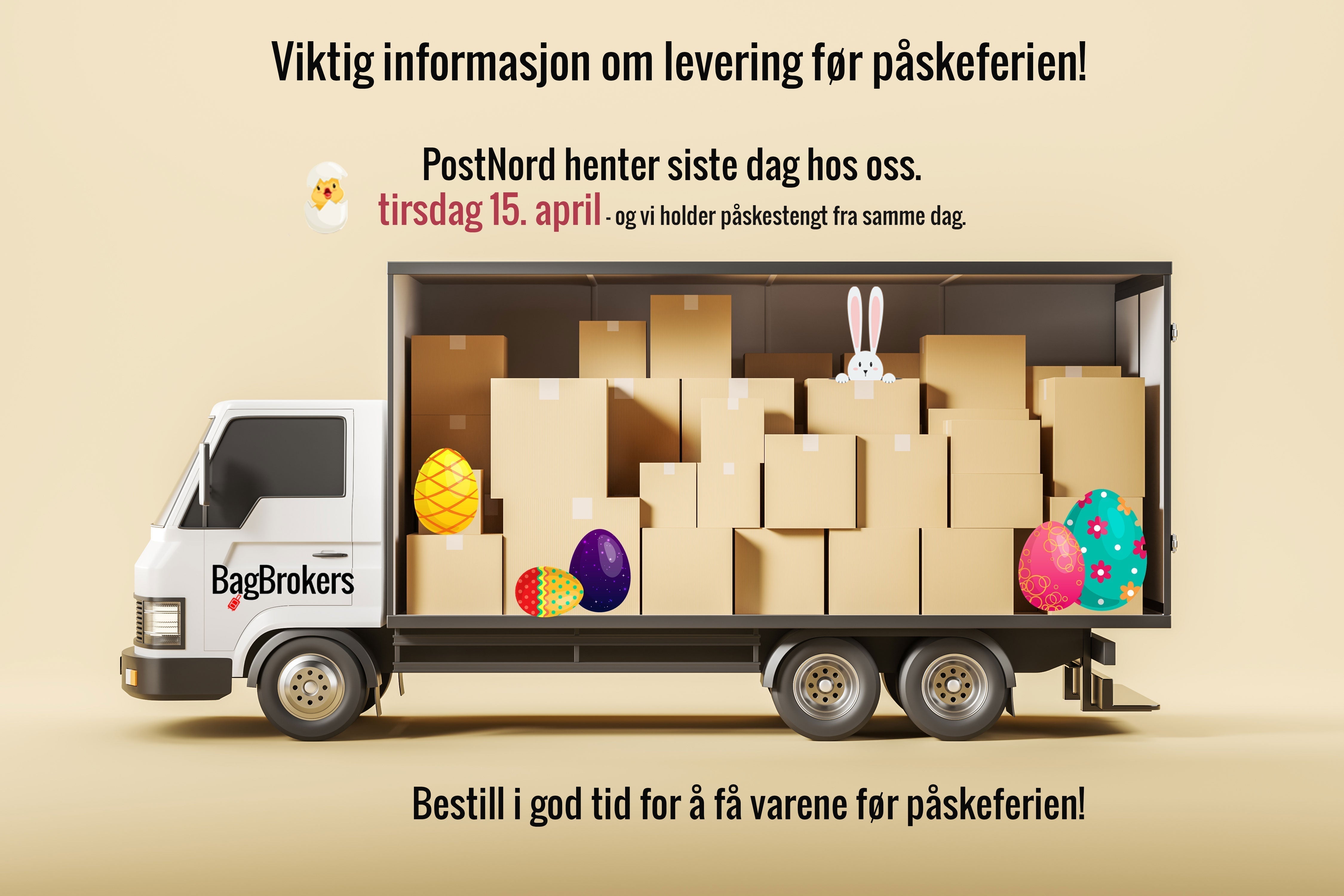 Åpningstider og levering i Påsken!
