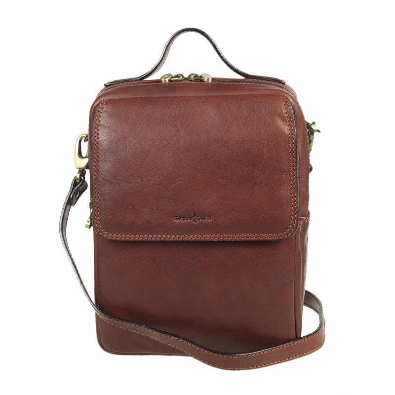 Gianni Conti Skulderveske i skinn Mørkebrun