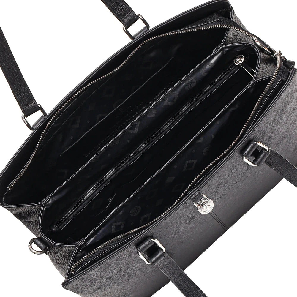 Adax Bergamo Lucca Skinn Laptop Skulderveske 14" Svart-Veske-BagBrokers