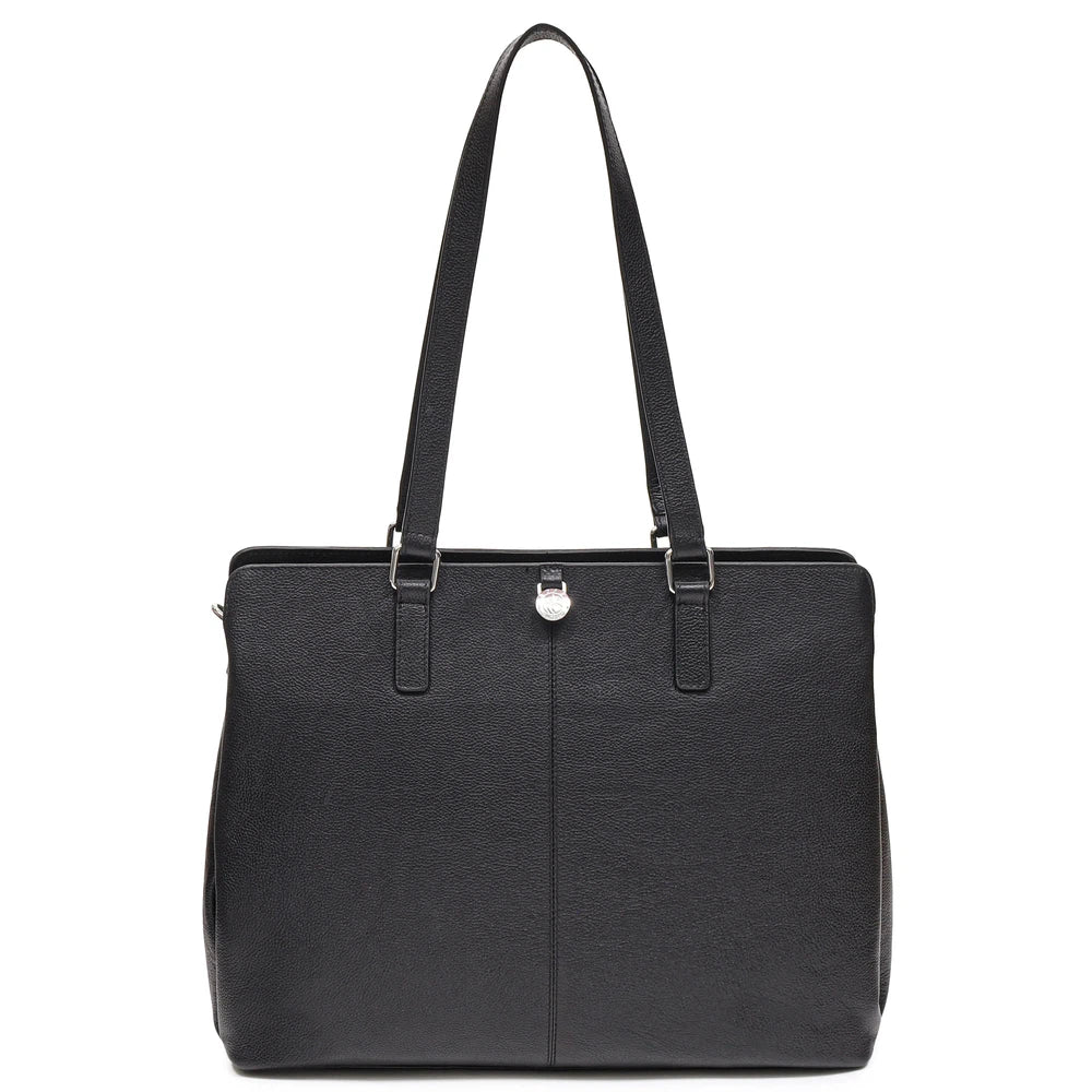 Adax Bergamo Lucca Skinn Laptop Skulderveske 14" Svart-Veske-BagBrokers