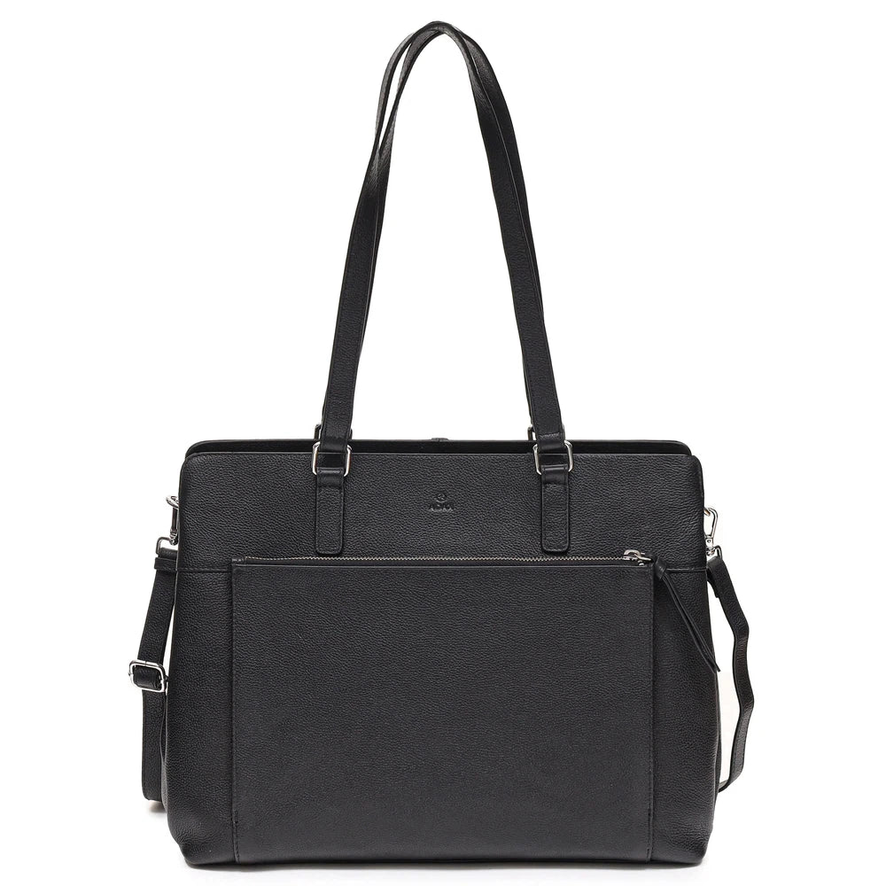 Adax Bergamo Lucca Skinn Laptop Skulderveske 14" Svart-Veske-BagBrokers