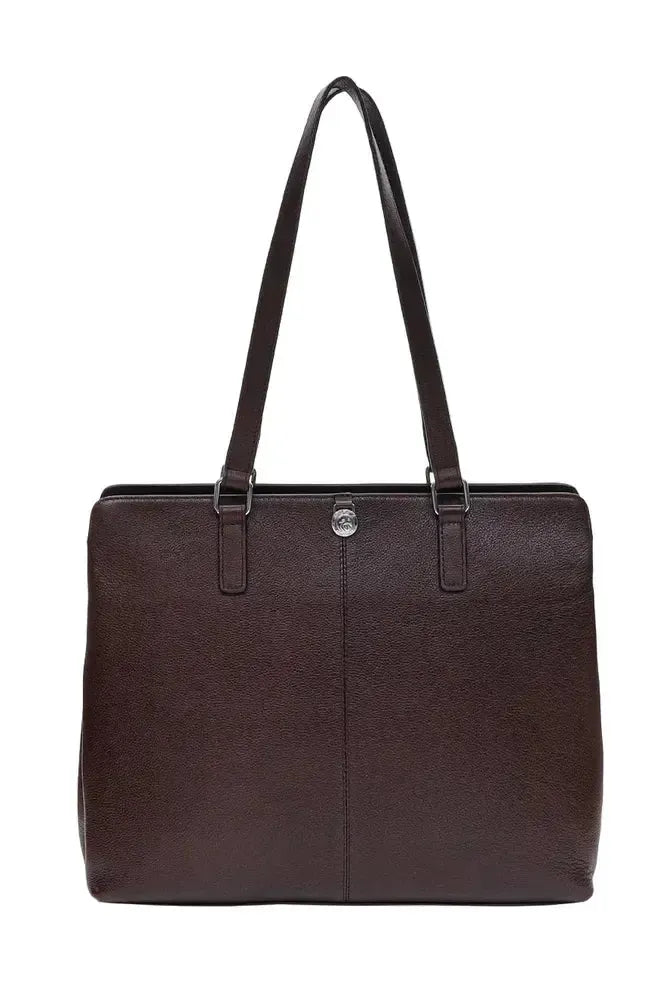 Adax Bergamo Lucca Skinn Laptop Skulderveske Dark Brown-Veske-BagBrokers