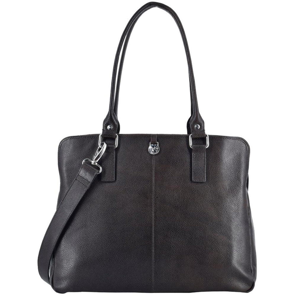 Adax Napoli Gerda Skinn håndveske 14" Dark Brown-Veske-BagBrokers