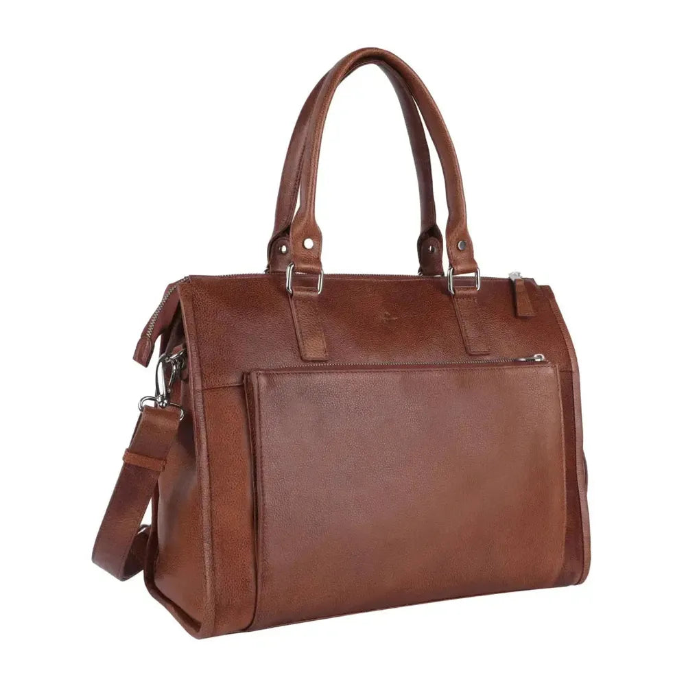 Adax Napoli Lulu Skinn Laptop Veske 14" Caramel-Veske-BagBrokers