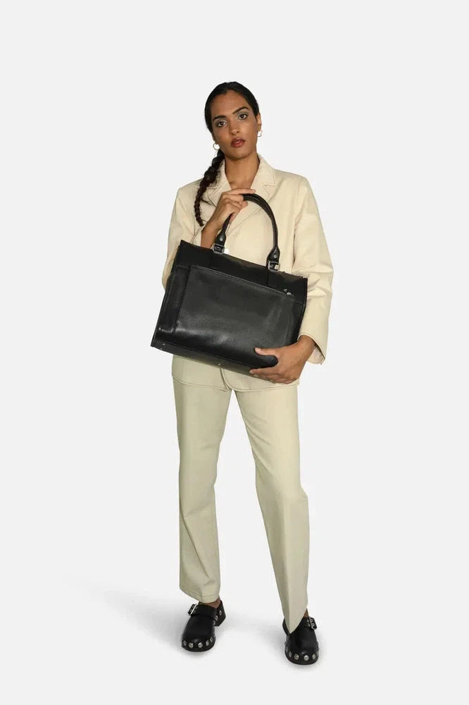 Adax Napoli Lulu Skinn Laptop Veske 14" Svart-Veske-BagBrokers