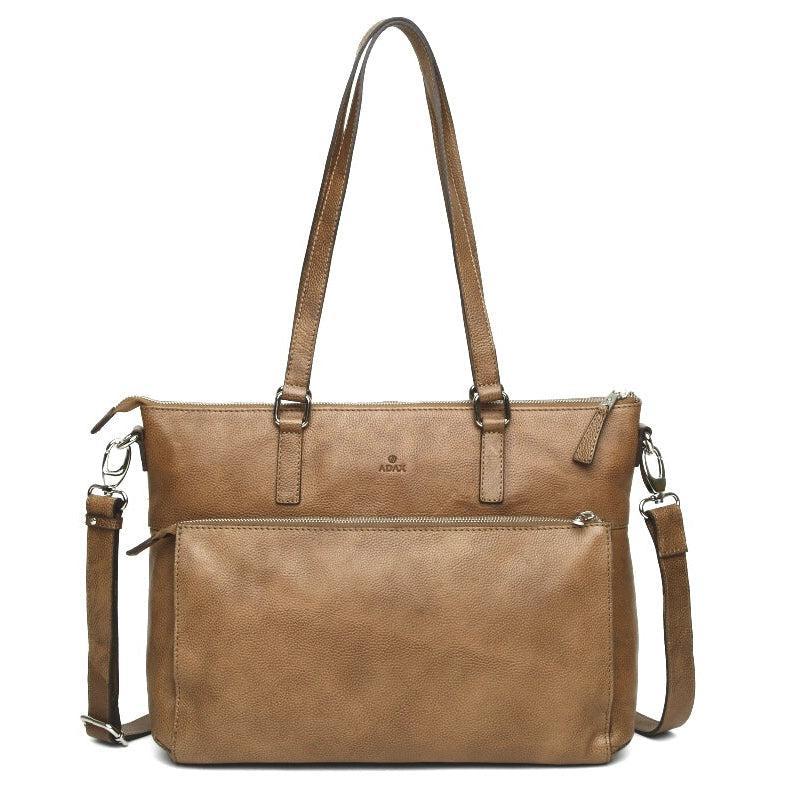 Adax Napoli Malia Skinn Laptop Skulderveske 14" Cognac-Veske-BagBrokers