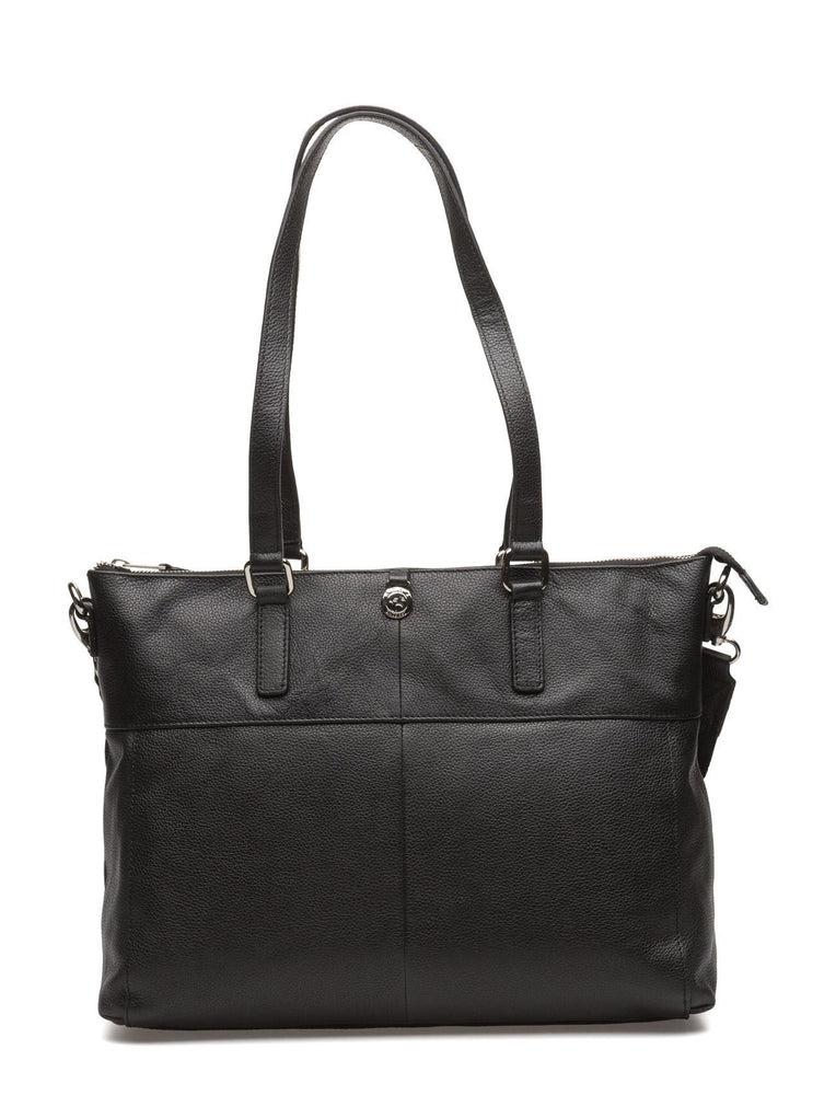 Business-Adax Napoli Malia Skinn Laptop Skulderveske 14" Svart-BagBrokers