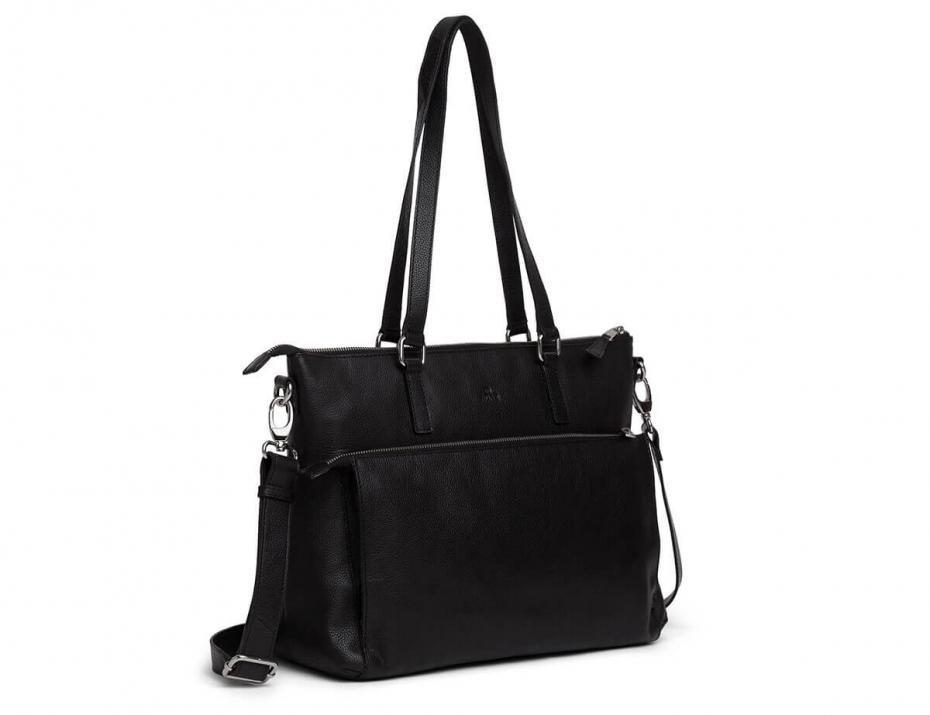 Business-Adax Napoli Malia Skinn Laptop Skulderveske 14" Svart-BagBrokers