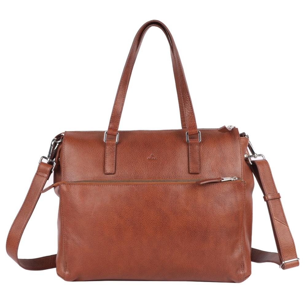 Adax Napoli Malika Skinn Laptop Skulderveske 14" Caramel-Veske-BagBrokers