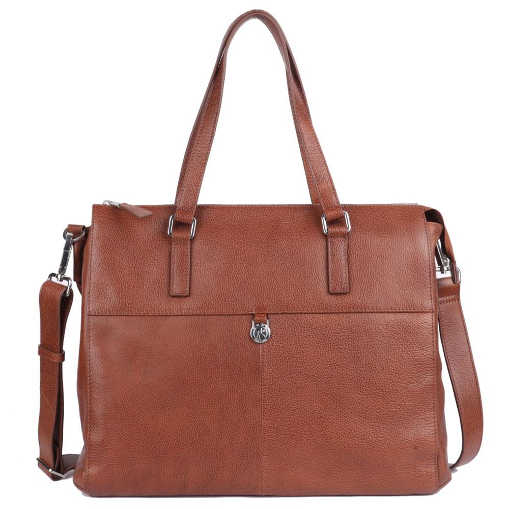 Adax Napoli Malika Skinn Laptop Skulderveske 14" Caramel-Veske-BagBrokers
