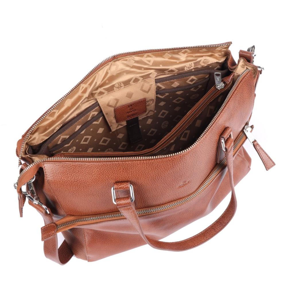 Adax Napoli Malika Skinn Laptop Skulderveske 14" Caramel-Veske-BagBrokers