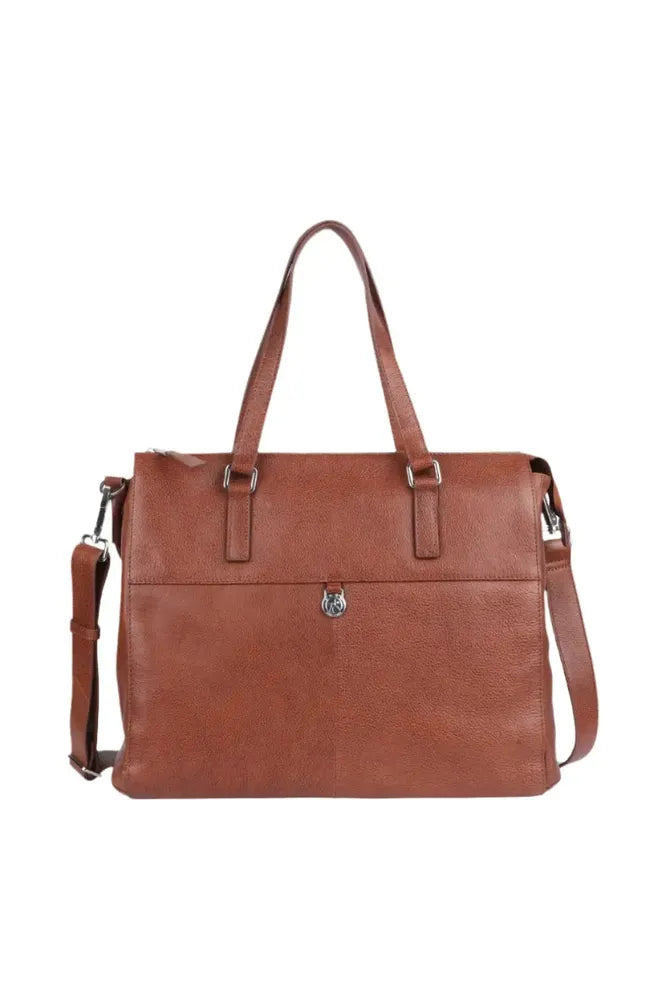 Adax Napoli Malika Skinn Laptop Skulderveske 14" Caramel-Veske-BagBrokers
