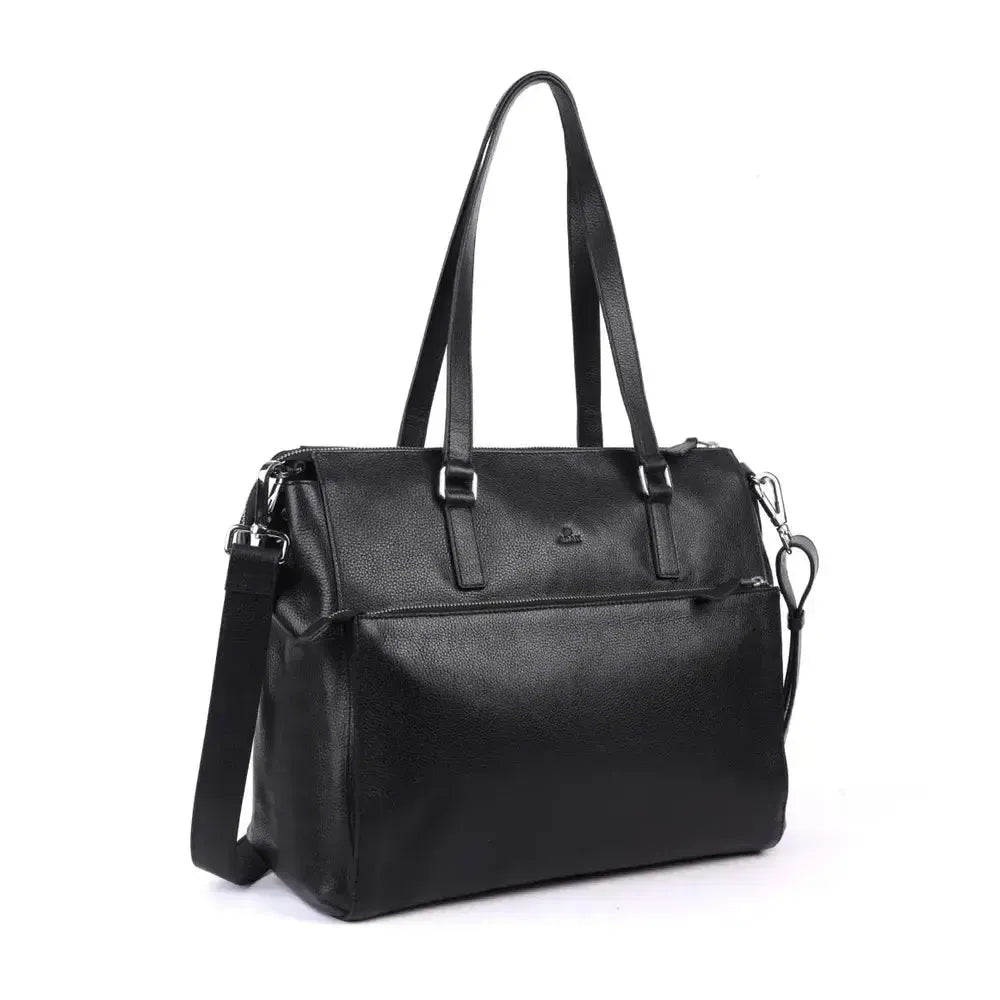 Adax Napoli Malika Skinn Laptop Skulderveske 14" Svart-Veske-BagBrokers