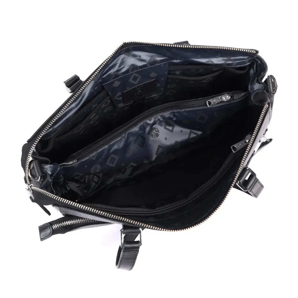 Adax Napoli Malika Skinn Laptop Skulderveske 14" Svart-Veske-BagBrokers