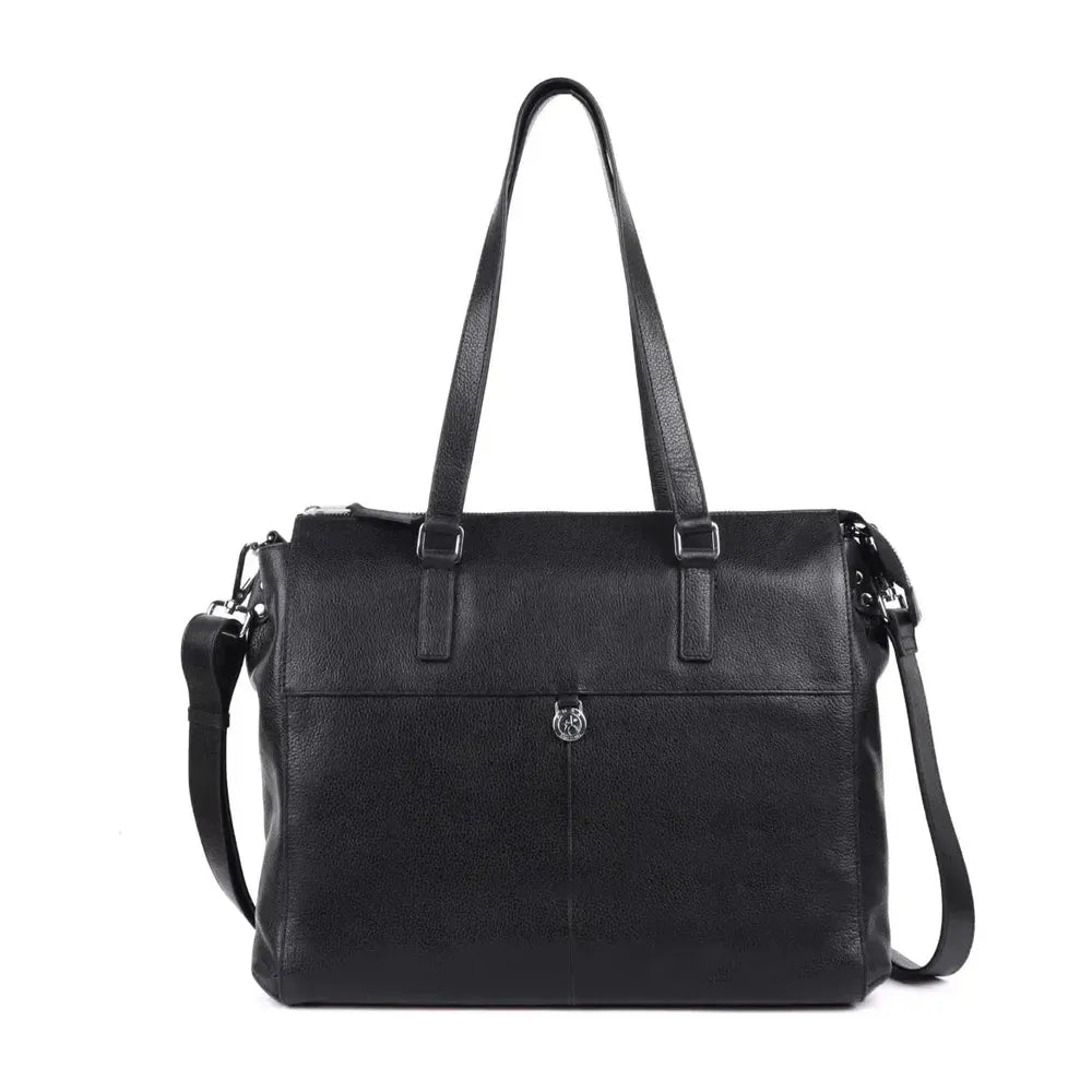 Adax Napoli Malika Skinn Laptop Skulderveske 14" Svart-Veske-BagBrokers