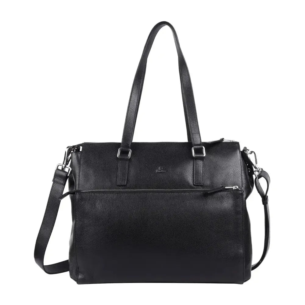 Adax Napoli Malika Skinn Laptop Skulderveske 14" Svart-Veske-BagBrokers