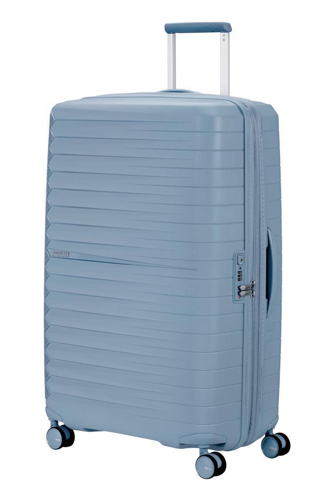 American Tourister FastForward ekspanderende stor koffert 78 cm Steel Blue-Harde kofferter-BagBrokers