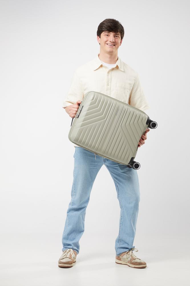 American Tourister Flytwist ekspanderende kabinkoffert 55 cm Sandstone-Harde kofferter-BagBrokers