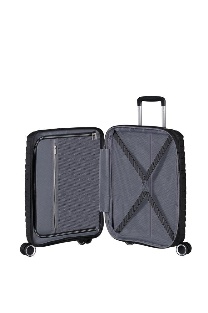 American Tourister Flytwist ekspanderende kabinkoffert 55 cm Shadow Black-Harde kofferter-BagBrokers