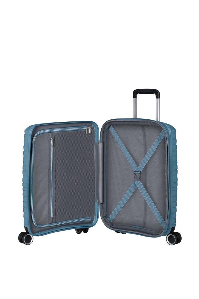 American Tourister Flytwist ekspanderende kabinkoffert 55 cm Storm Blue-Harde kofferter-BagBrokers