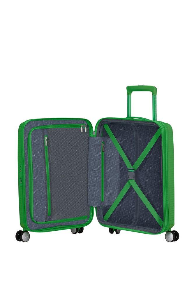 American Tourister Soundbox ekspanderende kabinkoffert 55 cm Grass Green-Harde kofferter-BagBrokers