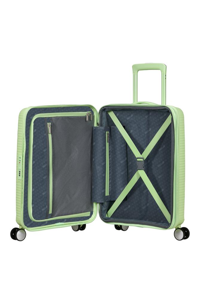 American Tourister Soundbox ekspanderende kabinkoffert 55 cm Kiwi Green-Harde kofferter-BagBrokers