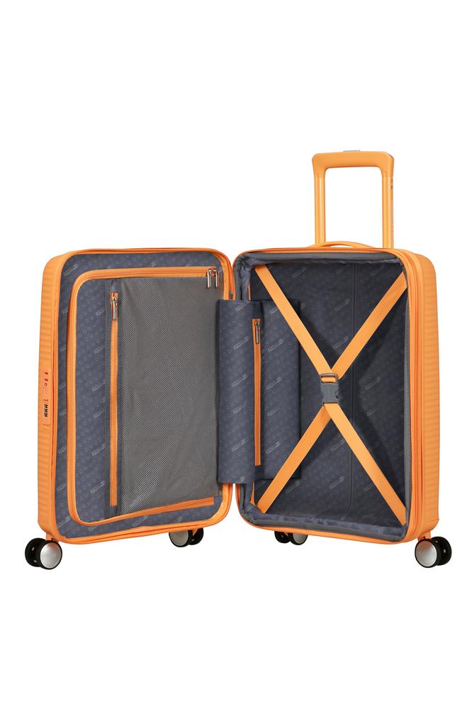 American Tourister Soundbox ekspanderende kabinkoffert 55 cm Papaya Pop-Harde kofferter-BagBrokers