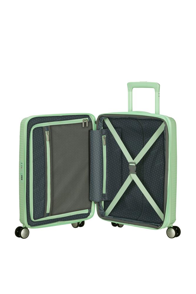 American Tourister Soundbox ekspanderende kabinkoffert 55 cm Pastel Green-Harde kofferter-BagBrokers