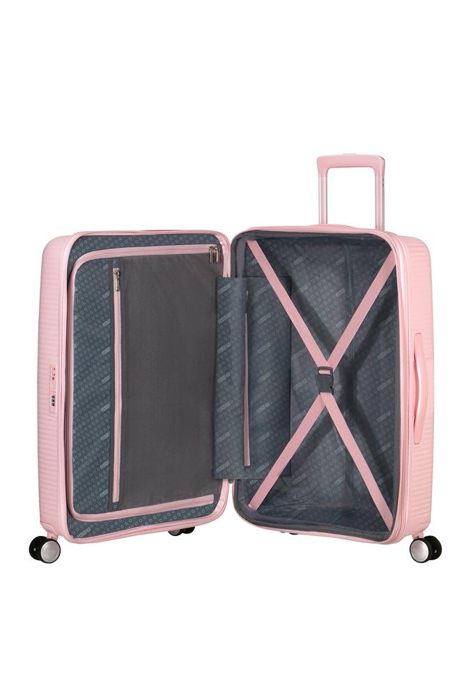 American Tourister Soundbox ekspanderende kabinkoffert 55 cm Pastel Pink-Harde kofferter-BagBrokers
