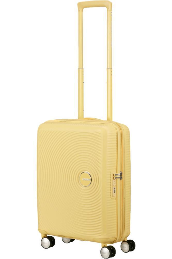 American Tourister Soundbox ekspanderende kabinkoffert 55 cm Pastel Yellow-Harde kofferter-BagBrokers