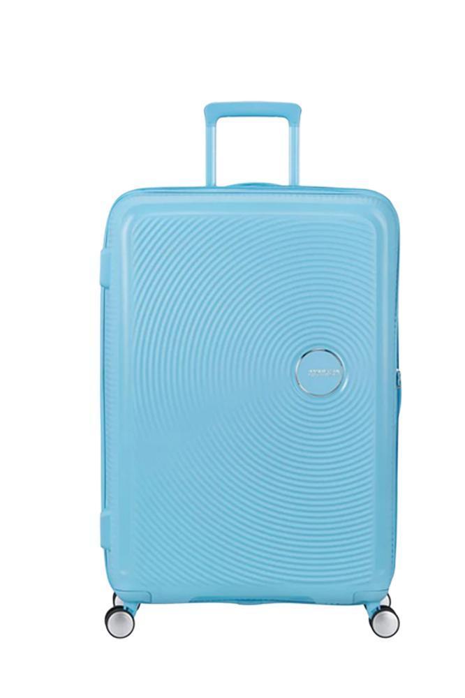 American Tourister Soundbox ekspanderende koffertsett 3 deler Blueberry Fizz-Harde kofferter-BagBrokers