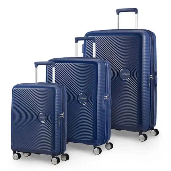American Tourister Soundbox ekspanderende koffertsett 3 deler Midnattsblå-Harde kofferter-BagBrokers