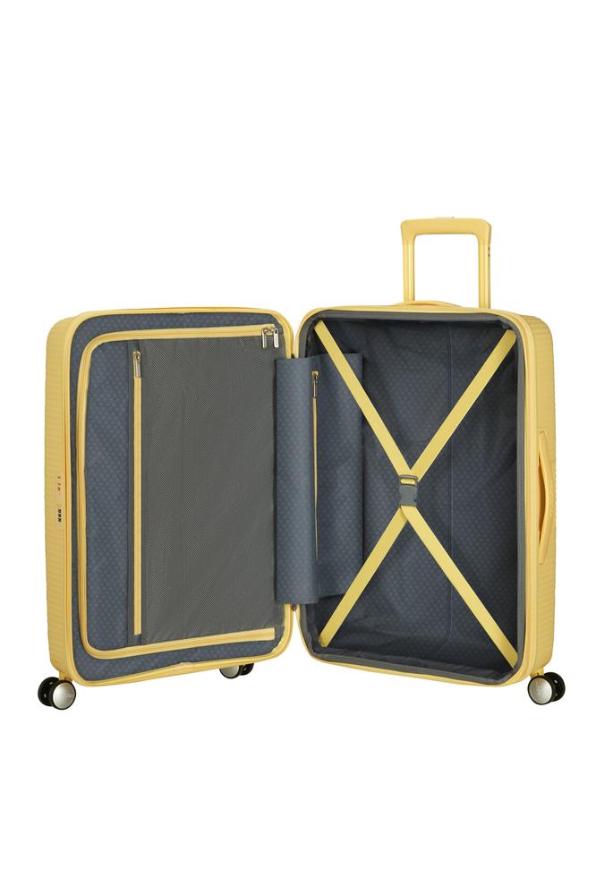 American Tourister Soundbox ekspanderende medium koffert 67 cm Pastel Yellow-Harde kofferter-BagBrokers