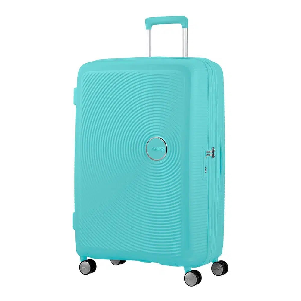 American Tourister Soundbox ekspanderende medium koffert 67 cm Poolside Blue-Harde kofferter-BagBrokers