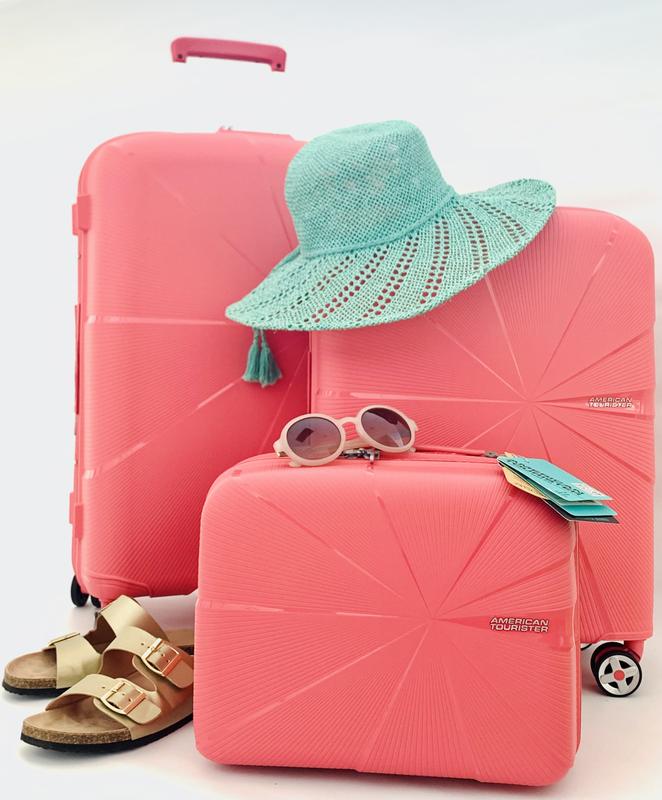 American Tourister StarVibe utvidbar håndbagasje 55 cm Sun Kissed Coral-Harde kofferter-BagBrokers