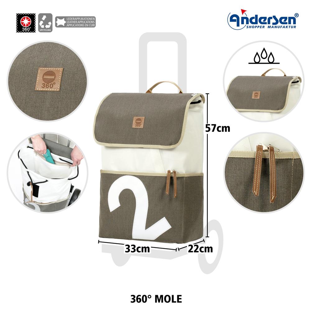 Andersen Royal Shopper 360 Mole 2 XL 29 cm Luftdekk med kulelager Beige-Trillevogn-BagBrokers