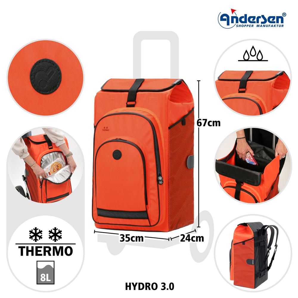 Andersen Royal Shopper Plus HYDRO 3.0 Luftdekk med kulelager 62 Liter Orange-Trillevogn-BagBrokers
