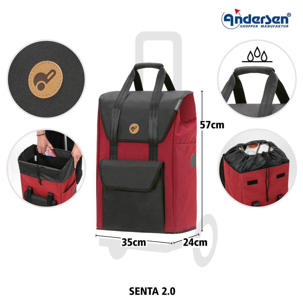 Andersen Royal Shopper Senta 2.0 49 Liter Trillebag Rød-Bagger-BagBrokers