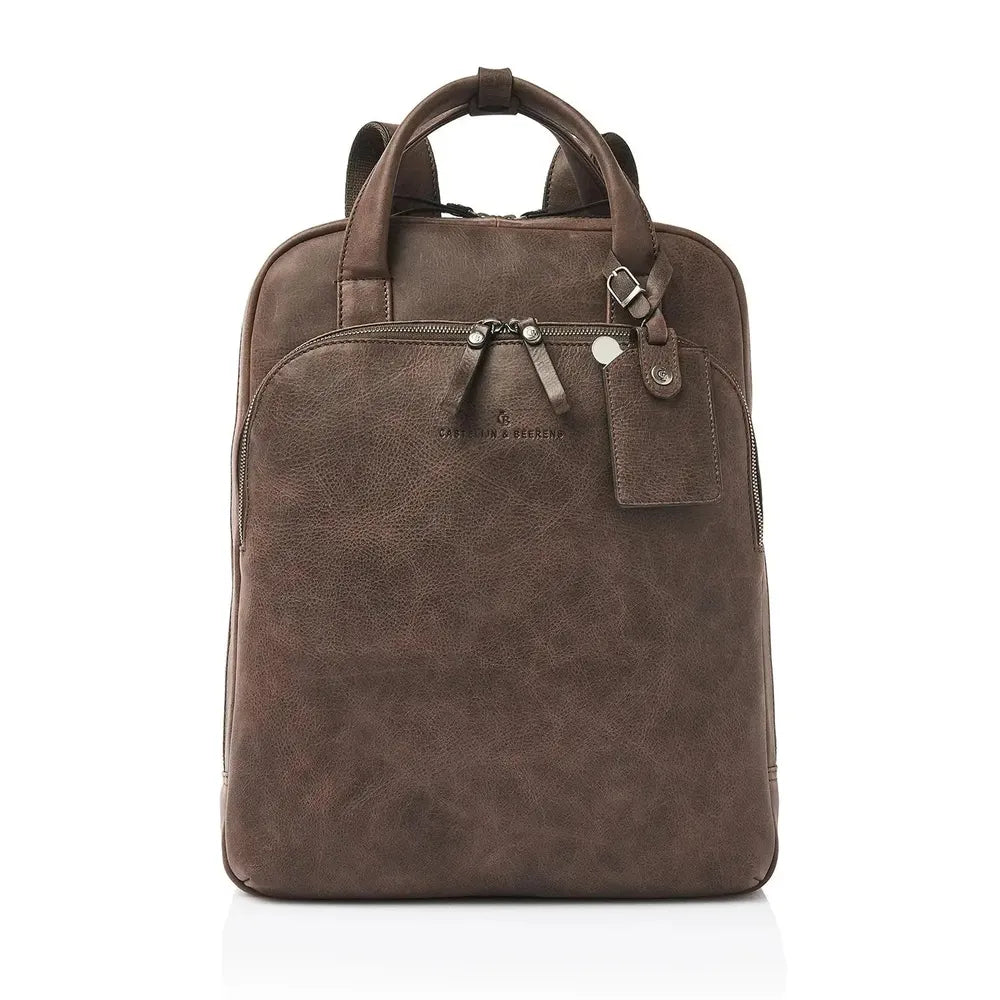 Castelijn & Beerens Carisma Pc-Ryggsekk i skinn 15,6" RFID Mocca-Ryggsekker-BagBrokers