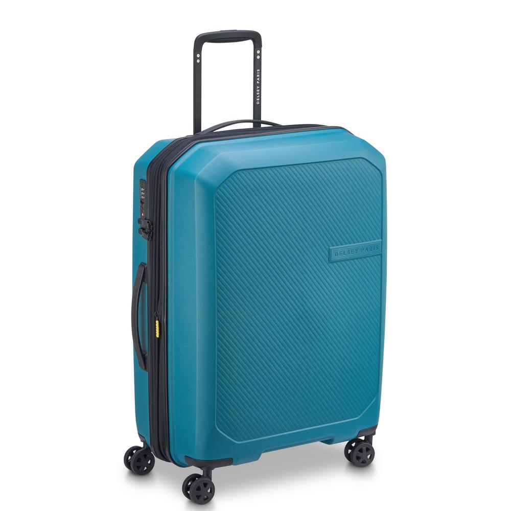 Delsey Anvers utvidbar kabinkoffert 55 cm Teal Blue-Harde kofferter-BagBrokers
