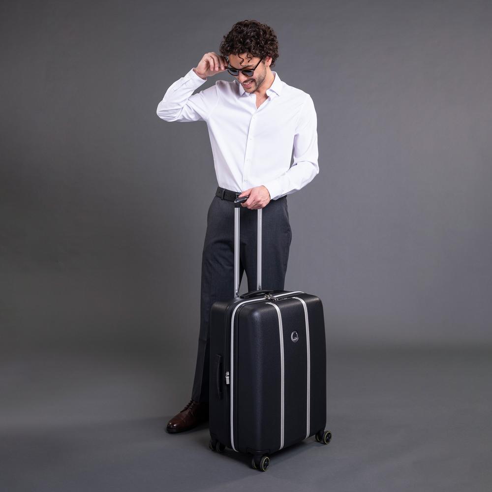 Delsey Cadence utvidbar stor koffert 76 cm Black/Silver-Harde kofferter-BagBrokers