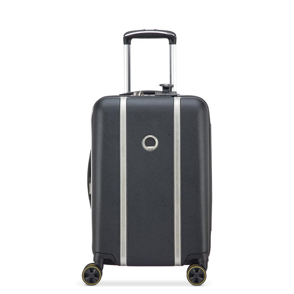 Delsey cadence utvidbar kabinkoffert 55 cm Black/Silver-Harde kofferter-BagBrokers