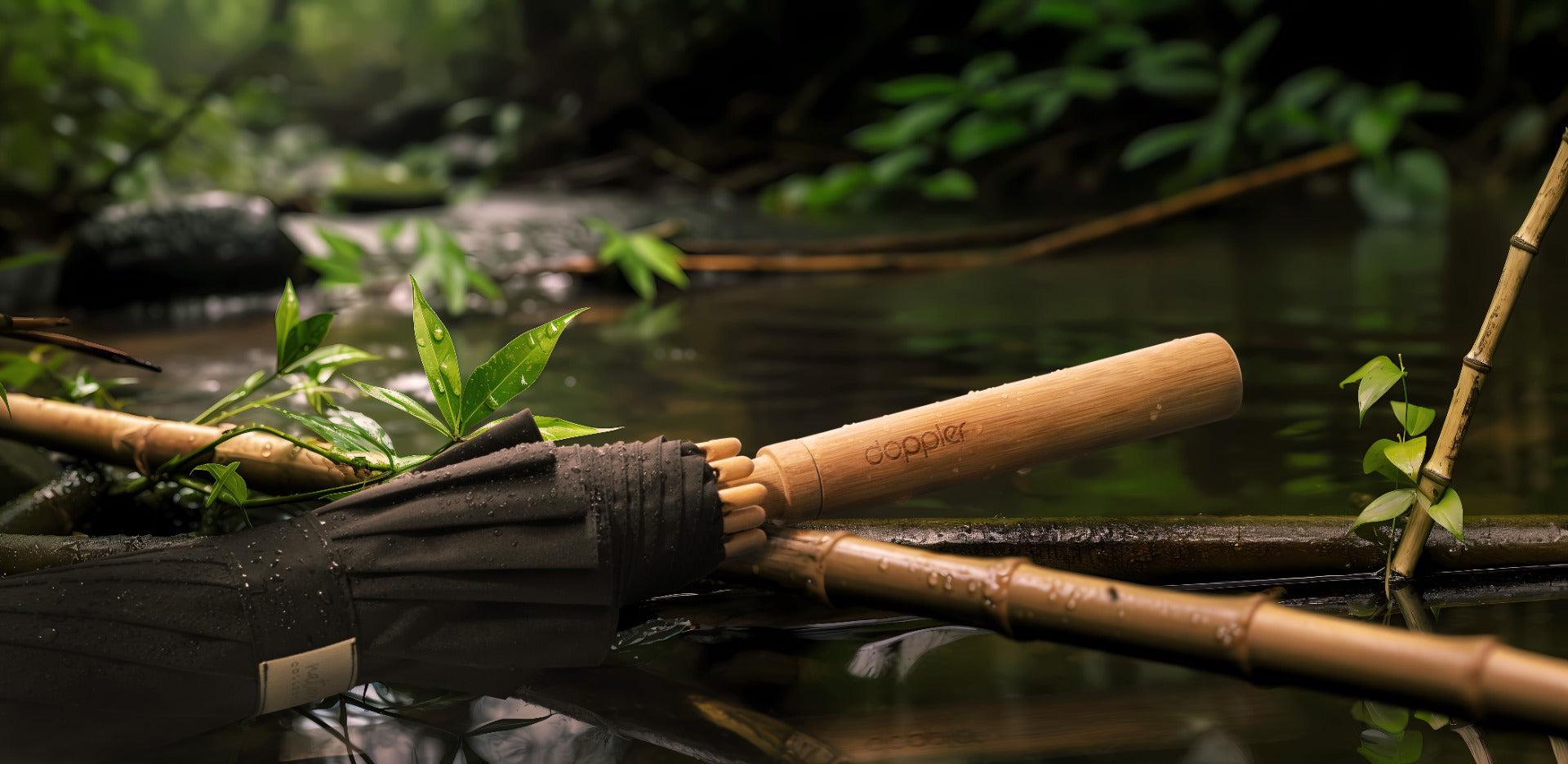 Doppler Nature Long Bamboo 12 spiler Deep Blue-Paraplyer-BagBrokers