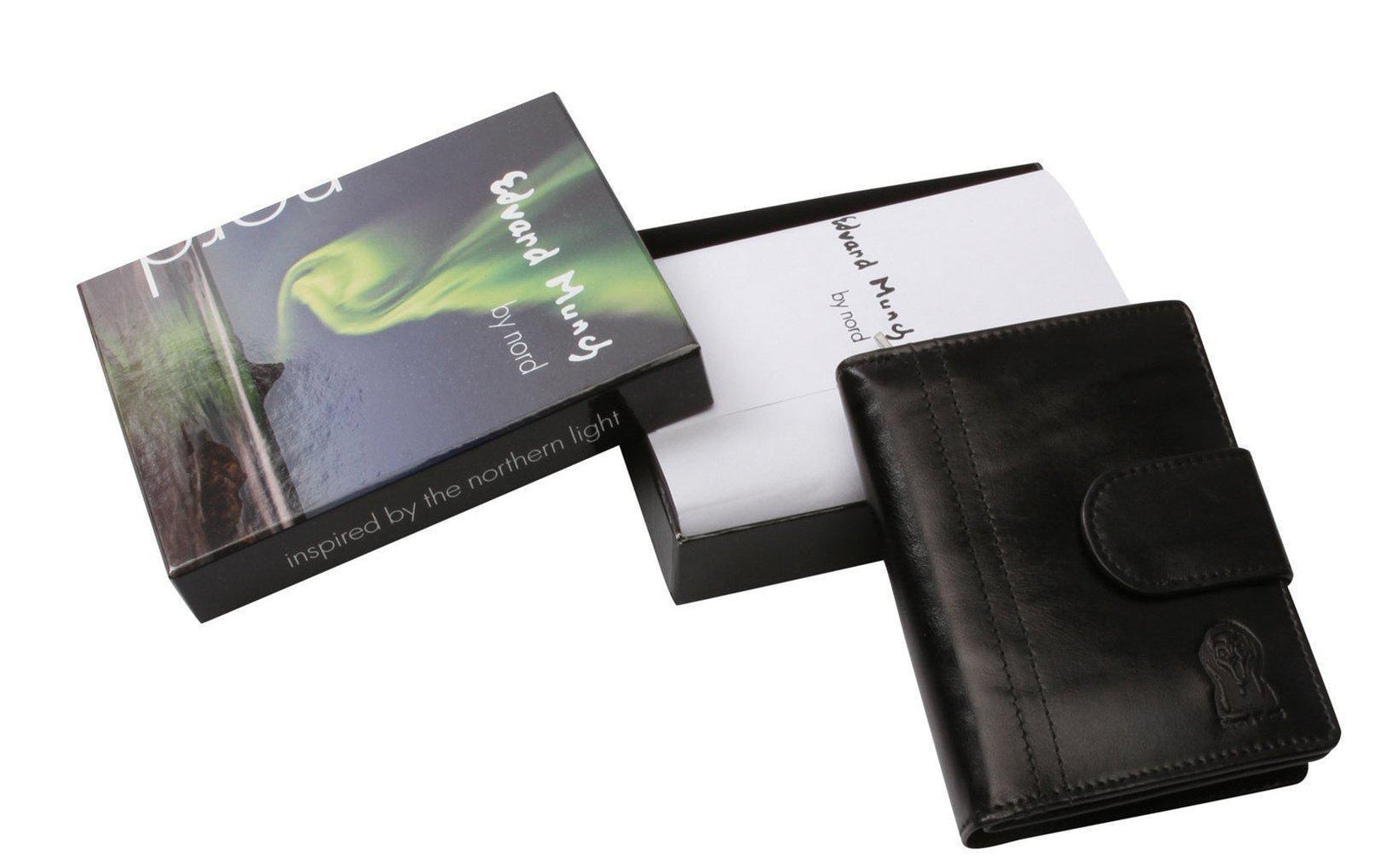 Lommebok/ Kortholder-Edvard Munch Scream by Nord Leather. Medium Dame Portemone. Sort-BagBrokers