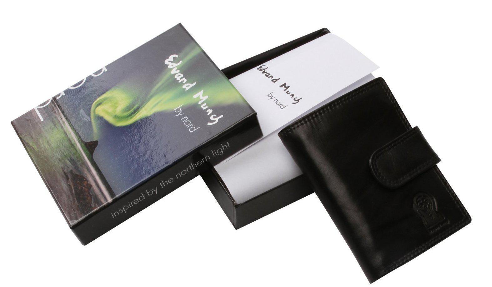 Lommebok/ Kortholder-Edvard Munch Scream by Nord Leather. Liten Unisex skinn Lommebok-Kortholder Sort-BagBrokers