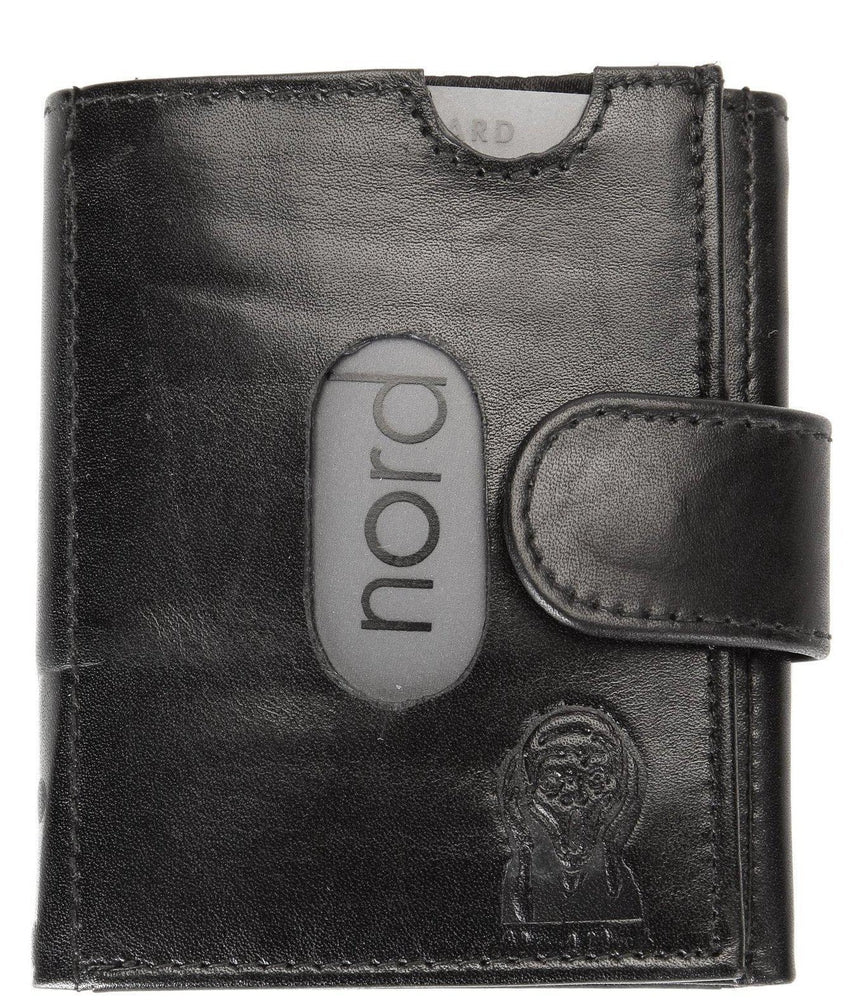 Lommebok/ Kortholder-Edvard Munch Scream by Nord Leather. Liten Unisex skinn Lommebok-Kortholder Sort-BagBrokers