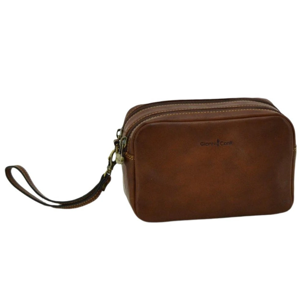 Gianni Conti eksklusiv Pouch mini toalettmappe Dark Brown-Vesker-BagBrokers