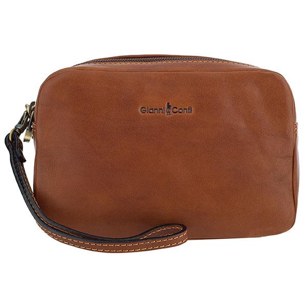 Gianni Conti eksklusiv Pouch mini toalettmappe Dark Brown-Vesker-BagBrokers