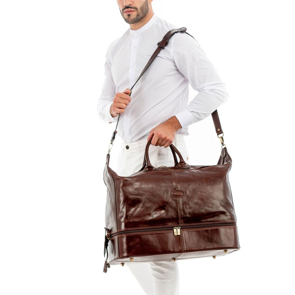 Gianni Conti Skinn reisebag i eksklusivt italiensk kalveskinn Brun-Bagger-BagBrokers