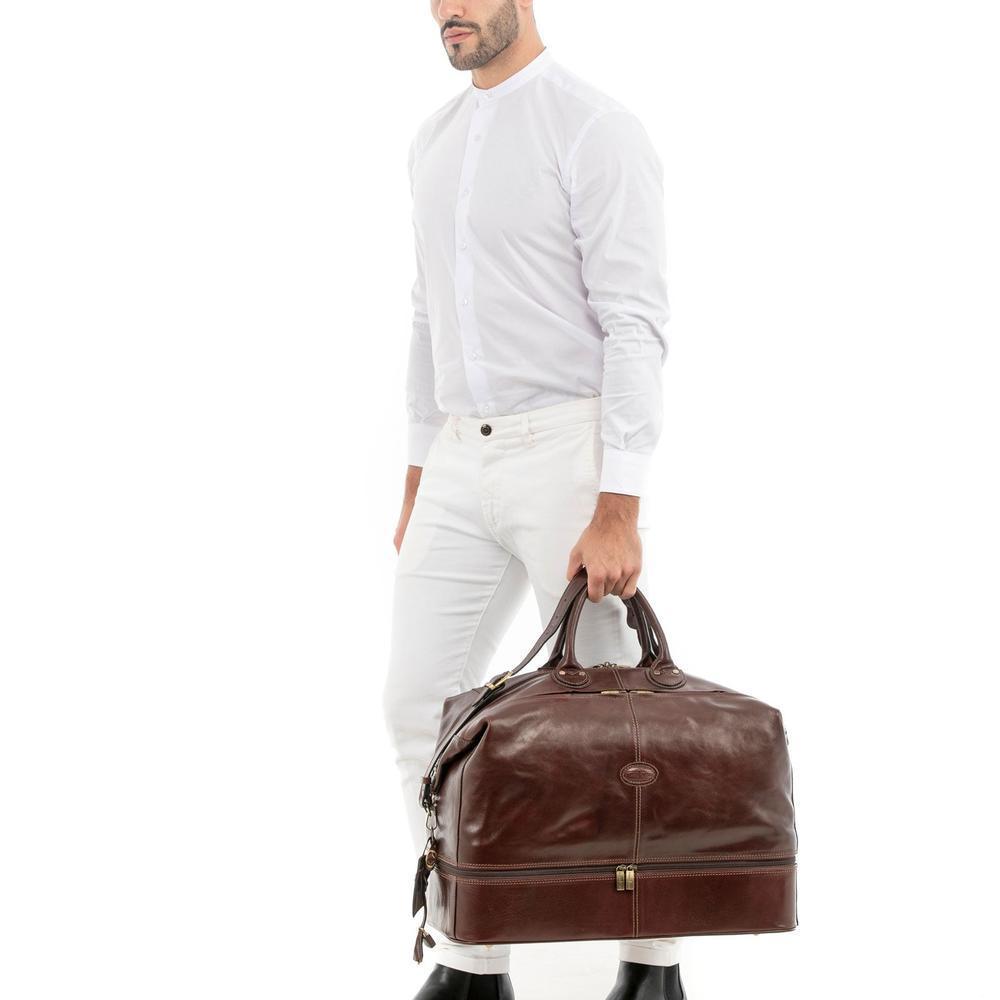 Gianni Conti Skinn reisebag i eksklusivt italiensk kalveskinn Brun-Bagger-BagBrokers